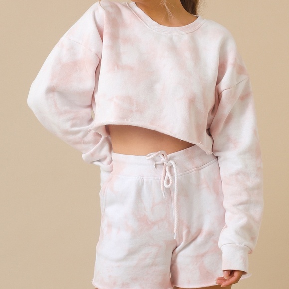 Blush Pink Tie Dye Crop Sweater - Picture 2 of 2
